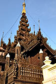 Myanmar - Mandalay, Shwe In Bin Kyaung a wonderful example of the Burmese unique teak architecture and wood-carving art.